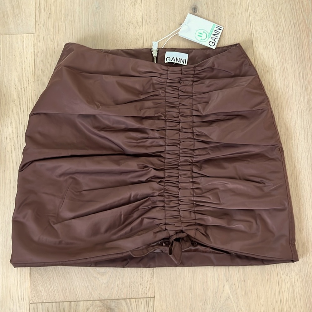 Ganni Brown Nylon Mini Skirt